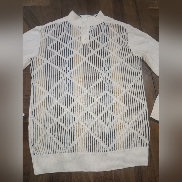 Steve Harvey Celebrity Edition Sweater Sz XL Off White Button Neck - Picture 6 of 12
